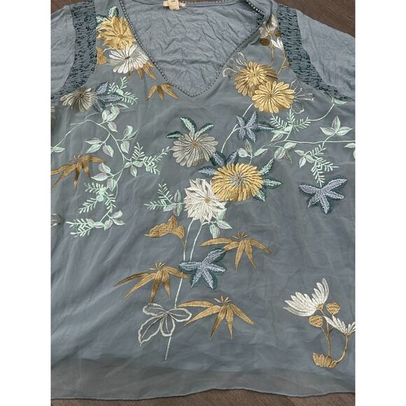 Anthropologie Tiny Womens Frances Long-Sleeve Embroidered Ruffled Top Size Large - Picture 5 of 11